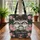 Raccoon Family Pink Roses Floral Wreath - Wildlife Lover Everyday Carry Gift Quilted Tote Bag - 3