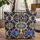 Personalized Oval Medallion Jeweled Floral Golden Zipper - Everyday Carry Gift Quilted Tote Bag - 1