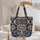 Personalized Oval Medallion Jeweled Floral Golden Zipper - Everyday Carry Gift Quilted Tote Bag - 5