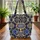 Personalized Oval Medallion Jeweled Floral Golden Zipper - Everyday Carry Gift Quilted Tote Bag - 3