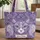 Paisley Floral Swirls Cat Face Curved Scroll Everyday Carry Gift Quilted Tote Bag - 1