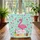 Flamingo Tropical Beach Hibiscus Palm Fronds - Name Scroll Everyday Carry Gift Quilted Tote Bag - 3