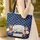 Vintage Camper Van Starfish Seashells Enamel Name Plaque Ocean Travel Essentials Quilted Tote Bag - 4