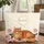 Fluffy Orange Cat Pink Roses Rosebud Vines Floral Wreath Everyday Carry Gift for Cat Lovers Quilted Tote Bag - 1