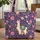 Llama Blanket Blooming Flowers Leaves Berries Wreath - Work Commute Travel Gift Quilted Tote Bag - 1