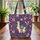 Llama Blanket Blooming Flowers Leaves Berries Wreath - Work Commute Travel Gift Quilted Tote Bag - 3
