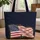 Waving American Flag Glowing Sparkling Star Cosmic Sky - Independence Day Everyday Carry Gift Quilted Tote Bag - 1