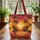 Palm Frond Bird Tropical Sunset Rippling Water - Everyday Carry Travel Essentials Quilted Tote Bag - 3