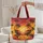 Palm Frond Bird Tropical Sunset Rippling Water - Everyday Carry Travel Essentials Quilted Tote Bag - 5