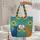 Folk Art Blue Orange Cats Yellow Green Sunflowers Heart Everyday Carry Gift Quilted Tote Bag - 5