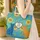 Folk Art Blue Orange Cats Yellow Green Sunflowers Heart Everyday Carry Gift Quilted Tote Bag - 4