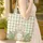 Homespun Gingham Bunny Foliage Personalized Hoop Everyday Carry Gift Quilted Tote Bag - 4