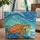 Sea Turtle Ocean Currents Personalized Name Medallion - Wildlife Lover Gift Quilted Tote Bag - 1