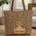 Brown Leopard Spot Nameplate with Friendly Sitting Leopard - Everyday Carry Gift for Wildlife Lovers Quilted Tote Bag - 1