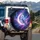 Snowy Owl Perched Crescent Moon Starry Sky - Mystical Fantasy Lover Gift Spare Tire Cover - 3