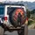 Samurai Warrior Horned Helmet Fortune Kanji Autumn Trees - Road Trip Adventure Gift Spare Tire Cover - 3