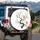 Navy Blue Japanese Cranes Tree Blossoms Golden Leaves - Car Decor Gift Spare Tire Cover - 3