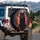 Black Wolf Glowing Red Eyes Fiery Tendrils Jagged Horns Dark Fantasy - Wildlife Lover Gift Spare Tire Cover - 3