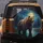Majestic Brown Bear Starry Night Forest Reflections - Wildlife Lover Gift Spare Tire Cover - 5
