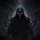 Ominous Cloaked Figure Fiery Eyes Mask - Swirling Shadows Dark Fantasy Decor Gift Spare Tire Cover - 6