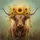 Highland Cow Floral Crown Wildflower Meadow - Farmhouse Decor Gift for Cow Lover Spare Tire Cover - 6