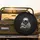 Deep Black Background Light Gray Fur Baby Sloth Yawning in Human Hands - Wildlife Lover Gift Spare Tire Cover - 2