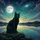 Black Cat Mossy Rock Full Moon Galaxy Cosmic Sky - Wildlife Lover Gift Spare Tire Cover - 6
