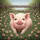 Cute Baby Pig Smiling - Green Grass Pink Flowers Farmhouse Decor for Pig Lover Spare Tire Cover - 6