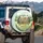 Vintage Travel Trailer Campfire Wildflowers - Adventure Lover Gift Spare Tire Cover - 3