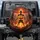 Ominous Assant Spark Flaming Skeleton Burning City Ruins - Apocalyptic Fan Gift Spare Tire Cover - 1