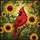 Northern Cardinal Sunflowers - Wildlife Lover Car Decor Bird Watcher Gift Spare Tire Cover - 6