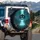Menacing Jack-o'-lantern Glowing Cyan Eyes Halloween Night Decor Spare Tire Cover - 3