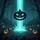 Menacing Jack-o'-lantern Glowing Cyan Eyes Halloween Night Decor Spare Tire Cover - 6