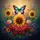 Iridescent Butterfly Golden Sunflower Rose Wildflower Garden Nature Lover Gift Spare Tire Cover - 6