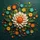 White Dahlia Orange Center Daisy Flowers Green Leaves - Botanical Decor Gift Spare Tire Cover - 6