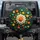 White Dahlia Orange Center Daisy Flowers Green Leaves - Botanical Decor Gift Spare Tire Cover - 1