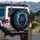 Ferocious Roaring Dark Lion Head with Crown, Electric Blue Eyes - Adventure Enthusiast Gift Spare Tire Cover - 3