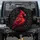 Crimson Bird Golden Chain Ruby Pendant Dark Foliage - Luxury Car Decor Gift for Bird Lovers Spare Tire Cover - 1