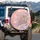 90s Babe Distressed Text Palm Leaf Light Rays Geometric Shapes - Nostalgic Era Gift for Her Spare Tire Cover - 3