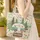 Vintage Camper Van Pine Trees Campfire Mountains - Road Trip Adventure Gift Quilted Tote Bag - 4
