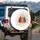 Orange Red Grey Christmas Trees Golden Snowflakes - Winter Holiday Gift Spare Tire Cover - 3