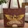 Golden Medieval Dragon Open Book Rose Vines Botanical Damask - Everyday Carry Gift Quilted Tote Bag - 1