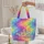 Colorful Fuchsia Purple Blue Yellow Green Butterflies Personalized Name Everyday Carry Gift Quilted Tote Bag - 5