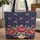 Patriotic Floral Red Roses White Stars Filigree Star Cartouche Everyday Carry Gift Quilted Tote Bag - 1