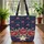 Patriotic Floral Red Roses White Stars Filigree Star Cartouche Everyday Carry Gift Quilted Tote Bag - 3