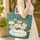 Teal Green Botanical Blossoms Creamy Peach Flowers Leaf Garland - Everyday Carry Gift Quilted Tote Bag - 4