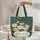 Teal Green Botanical Blossoms Creamy Peach Flowers Leaf Garland - Everyday Carry Gift Quilted Tote Bag - 5