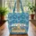 Vintage Camper Van Ocean Waves Seashells Enamel Plaque - Travel Essentials Gift Quilted Tote Bag - 3