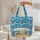 Vintage Camper Van Ocean Waves Seashells Enamel Plaque - Travel Essentials Gift Quilted Tote Bag - 5
