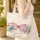 Pink Butterfly Large Small Flowers Swirling Vines Floral Wreath - Everyday Carry Travel Gift Quilted Tote Bag - 4